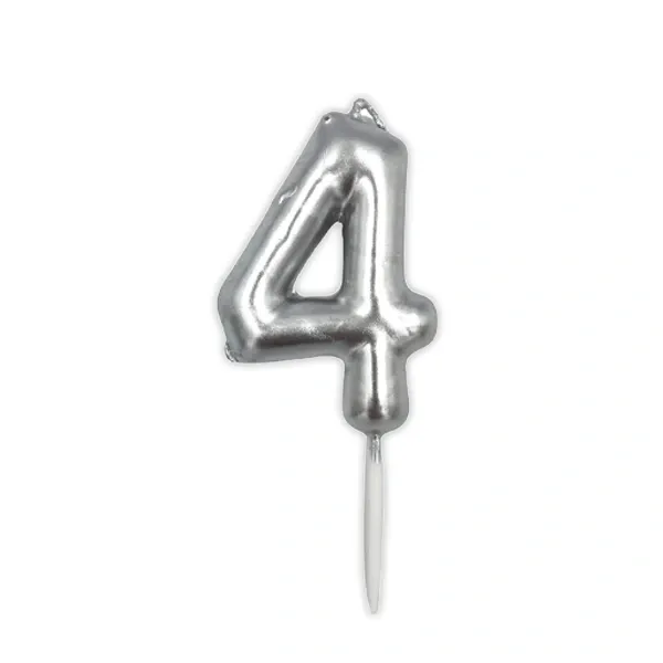 4 Rakam Mum Gümüş