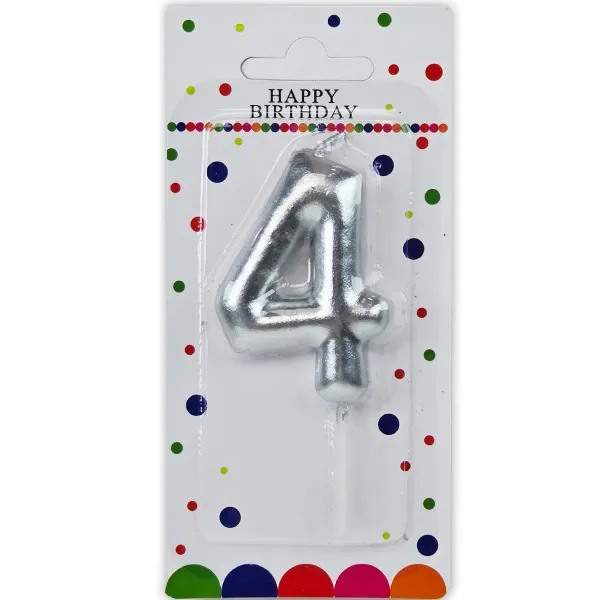 4 Rakam Mum Gümüş