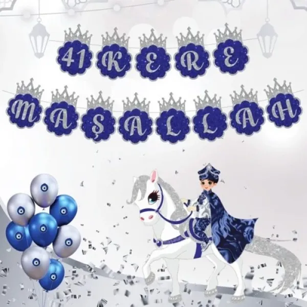 41 Kere Maşallah Yazısı Gümüş Sünnet Süsü 200 cm