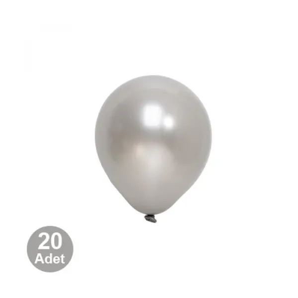 5 inch Mini Gümüş Metalik Balon (10 Adet)