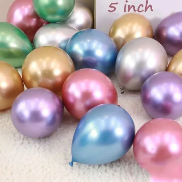 5 İnch Mini Karışık Krom Balon 10 Adet