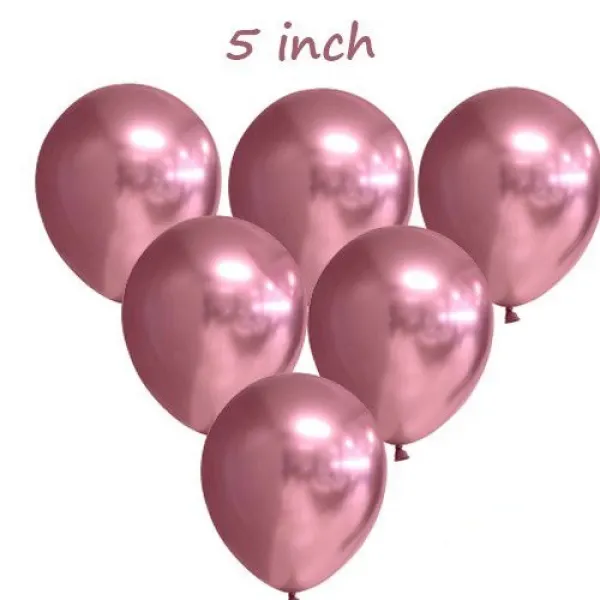 5 İnch Mini Pembe Krom Balon 10 Adet