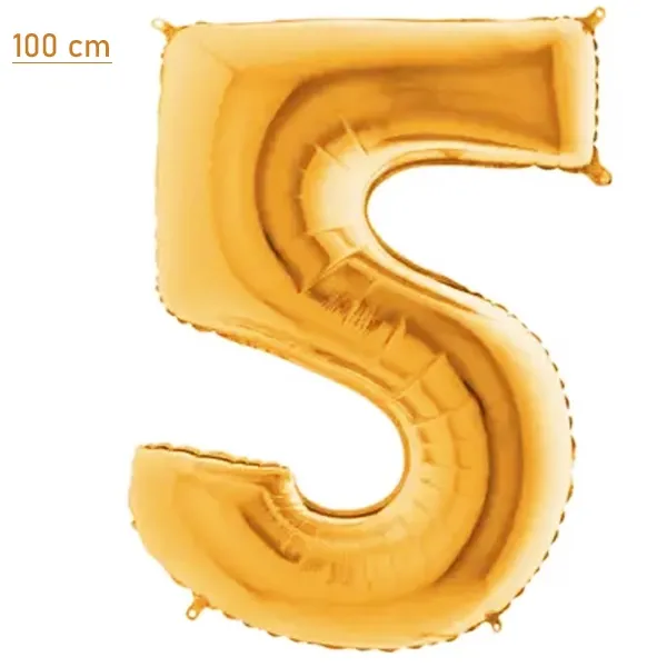 5 Rakam Folyo Balon - Gold - 100 cm (40 inch)