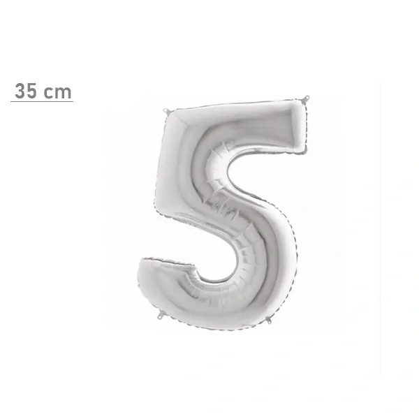 5 Rakam Folyo Balon – Gümüş – (35 cm - 16 inch)