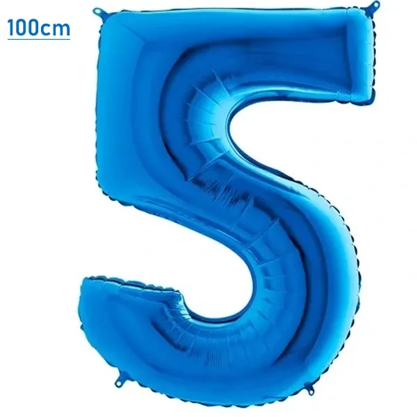 5 Rakam Folyo Balon - Mavi - 100 cm (40 inch)