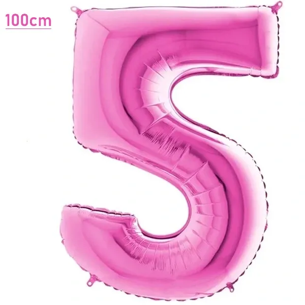 5 Rakam Folyo Balon - Pembe - 100 cm (40 inch)
