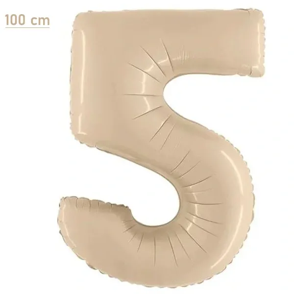 5 Rakam Folyo Balon - Saten Krem - 100 cm (40 inch)