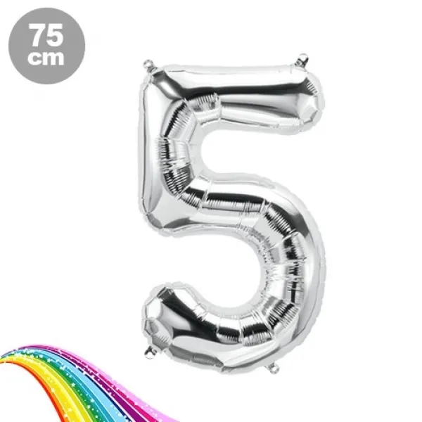 5 Sayı Folyo Balon Gümüş (75 cm)
