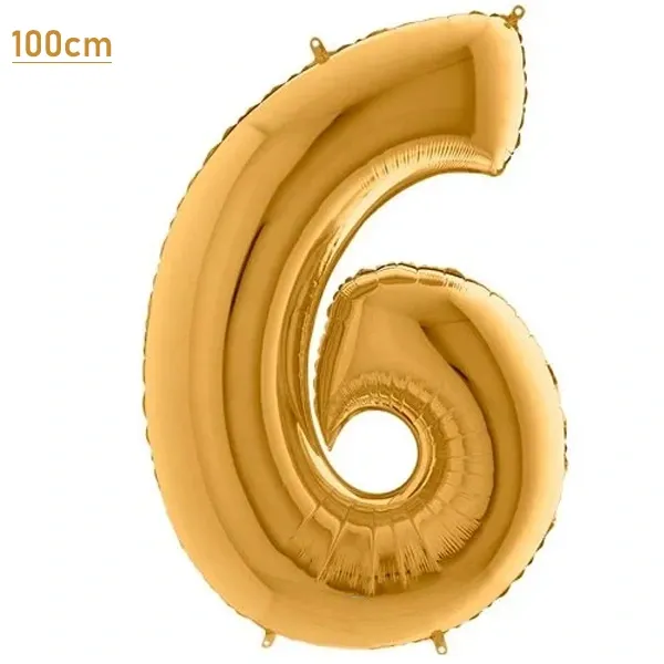 6 Rakam Folyo Balon - Gold - 100 cm (40 inch)