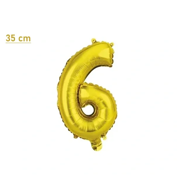 6 Rakam Folyo Balon - Gold – (35 cm - 16 inch)