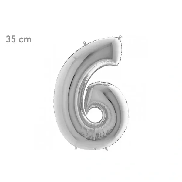 6 Rakam Folyo Balon – Gümüş – (35 cm - 16 inch)