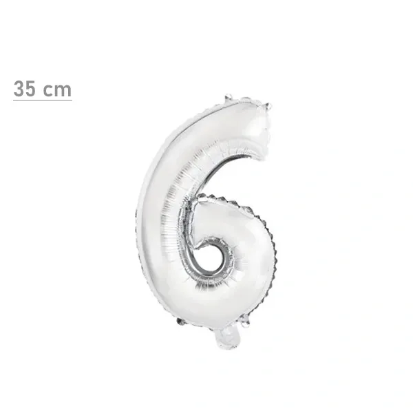 6 Rakam Folyo Balon – Gümüş – (35 cm - 16 inch)