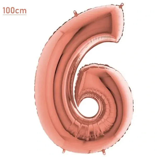6 Rakam Folyo Balon – Rose Gold – (100 cm - 40 inch)