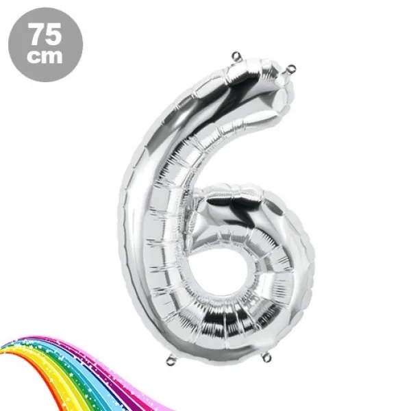 6 Sayı Folyo Balon Gümüş (75 cm)