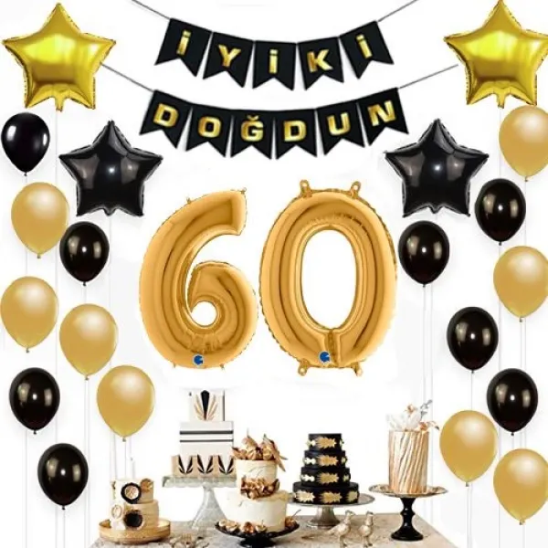 60 Yaş Doğum Günü Süsleri Seti