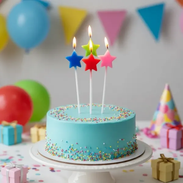 Renkli Yıldız Pasta Mumu (4 Adet)