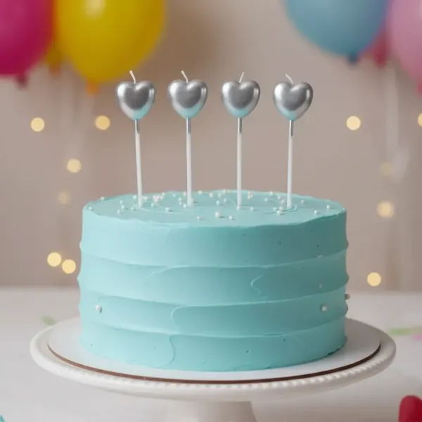 Kalpli Çubuklu Mum Gümüş (4 Adet)