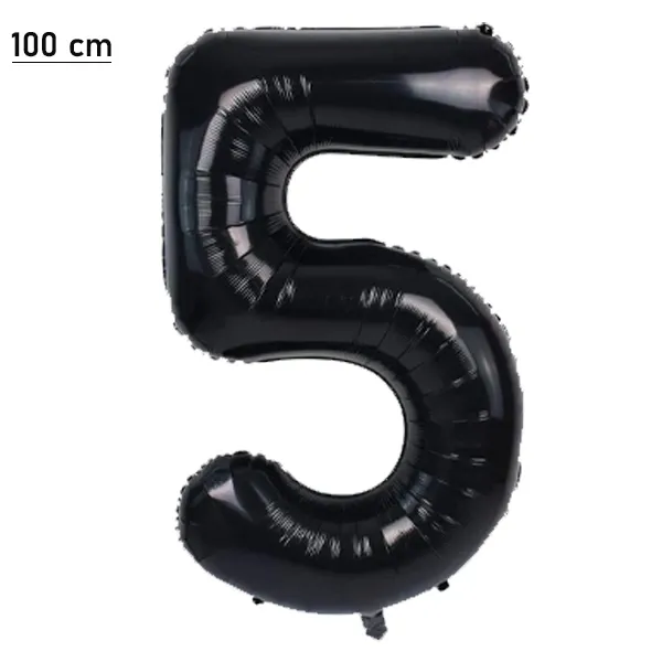 5 Rakam Folyo Balon – Siyah – 100 cm (40 inch)