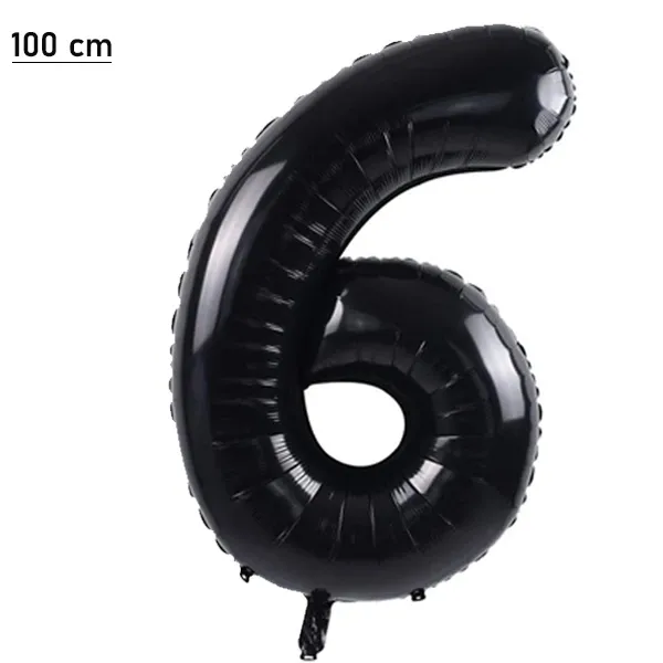 6 Rakam Folyo Balon – Siyah – 100 cm (40 inch)
