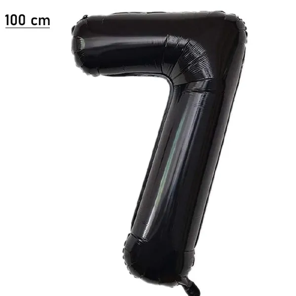 7 Rakam Folyo Balon – Siyah – 100 cm (40 inch)