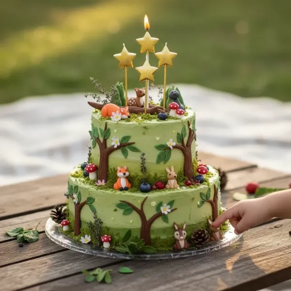 Gold Yıldızlı Pasta Mumu ( 4 Adet )