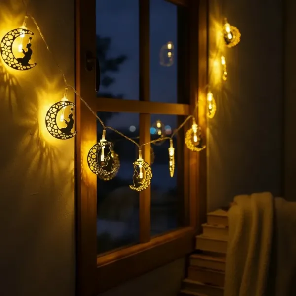 Ramazan Metal Hilal-Dua Eden Figür Led ışık (2 metre)