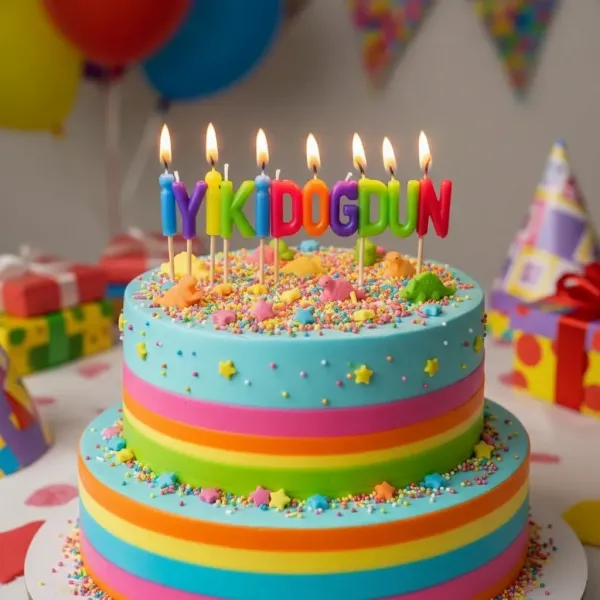 İyi ki Doğdun Makaron Renkli Pasta Mumu