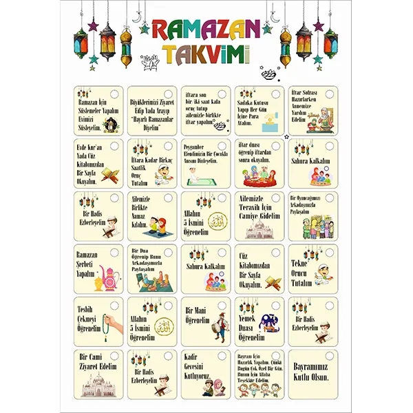 Çocuklar İçin Ramazan Takvimi Seti 7 Parça