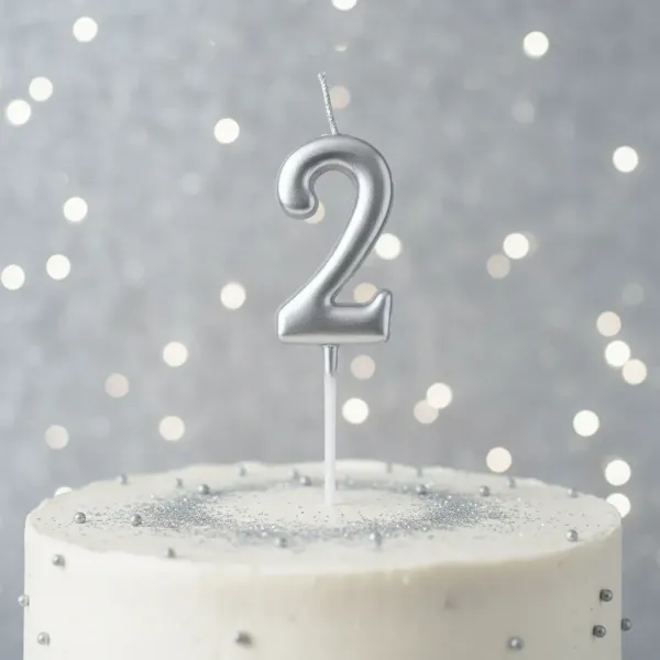 2 Rakam Mum Gümüş