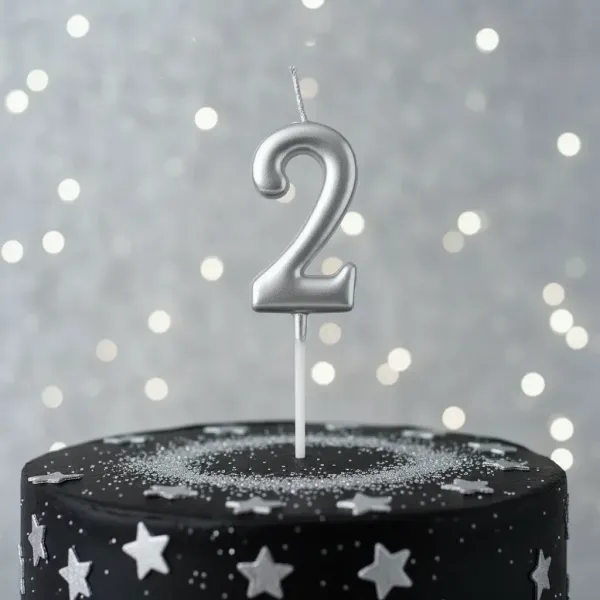 2 Rakam Mum Gümüş