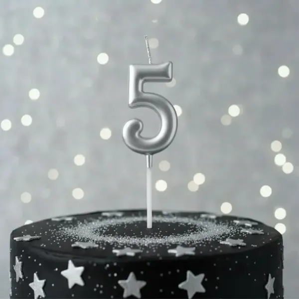 5 Rakam Mum Gümüş