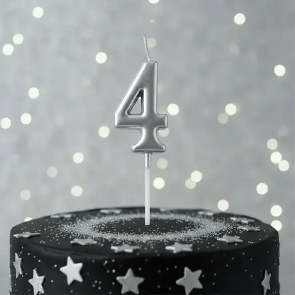 4 Rakam Mum Gümüş