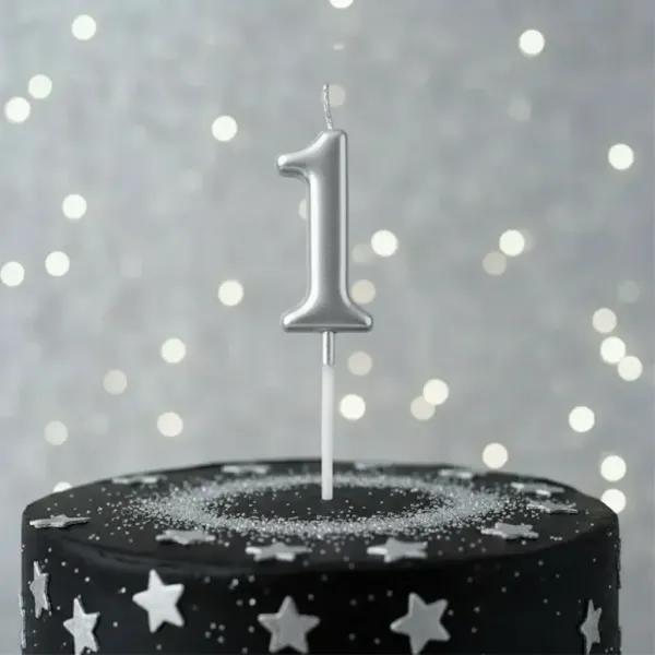 1 Rakam Mum Gümüş