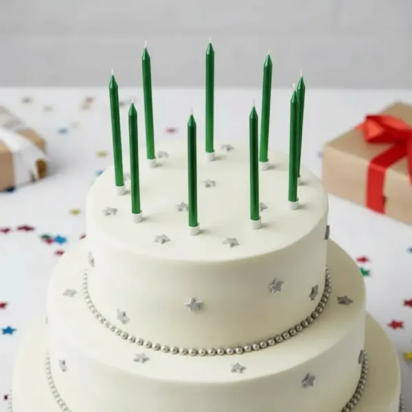 Metalik Pasta Mumu Yeşil (11 cm - 6 Adet)