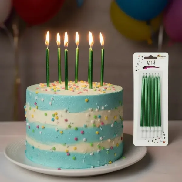 Metalik Pasta Mumu Yeşil (11 cm - 6 Adet)