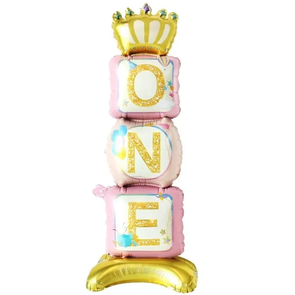 Ayaklı ONE Folyo Balon Pembe (34x108 cm)