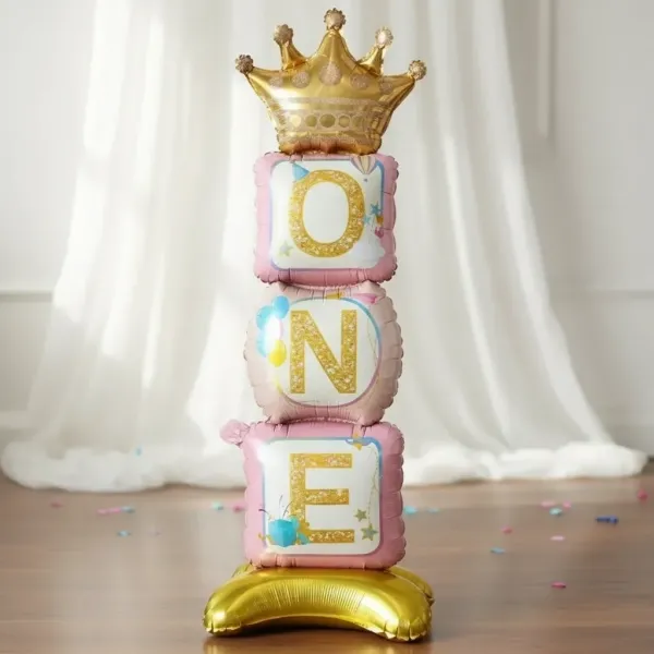 Ayaklı ONE Folyo Balon Pembe (34x108 cm)