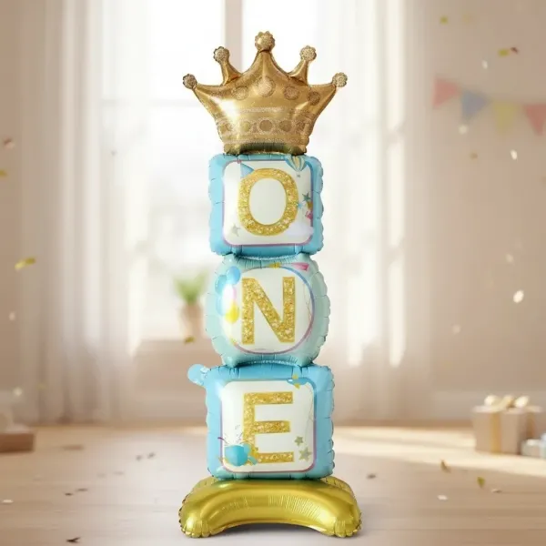 Ayaklı ONE Folyo Balon Mavi (34x108 cm)