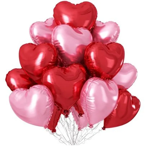 Kırmızı Pembe Kalpli Folyo Balon MAĞAZADAN (20 Adet)