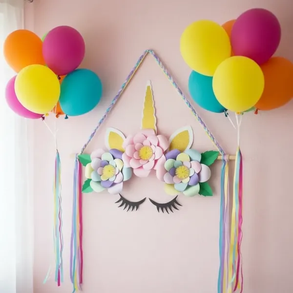 Unicorn Renkli Kağıt Çiçek Seti Gold