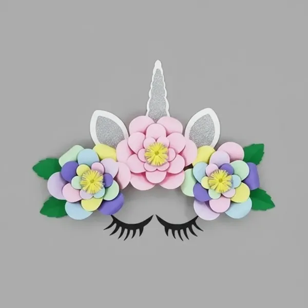 Unicorn Renkli Kağıt Çiçek Seti Gümüş