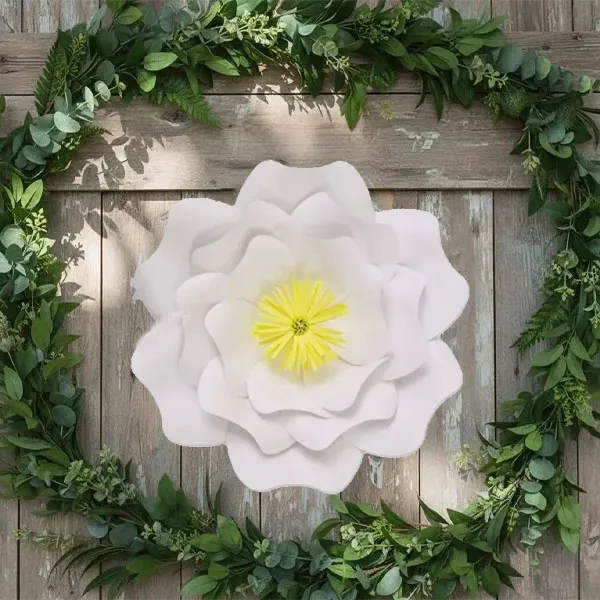 Beyaz Kağıt Çiçek (Gül Kalıp) 1 Adet 30 cm