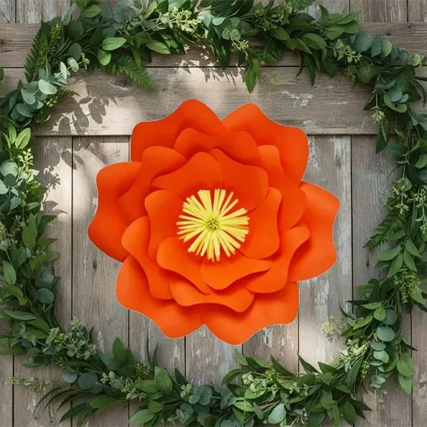 Turuncu Kağıt Çiçek (Gül Kalıp) 1 Adet 30 cm