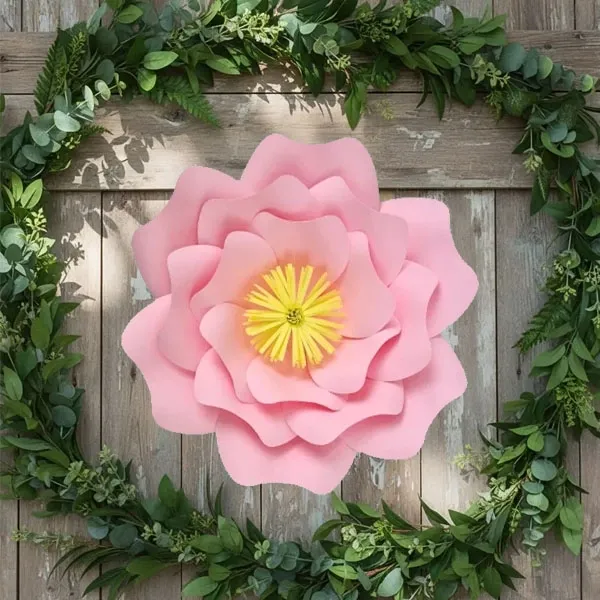 Pembe Kağıt Çiçek (Gül Kalıp) 1 Adet 30 cm