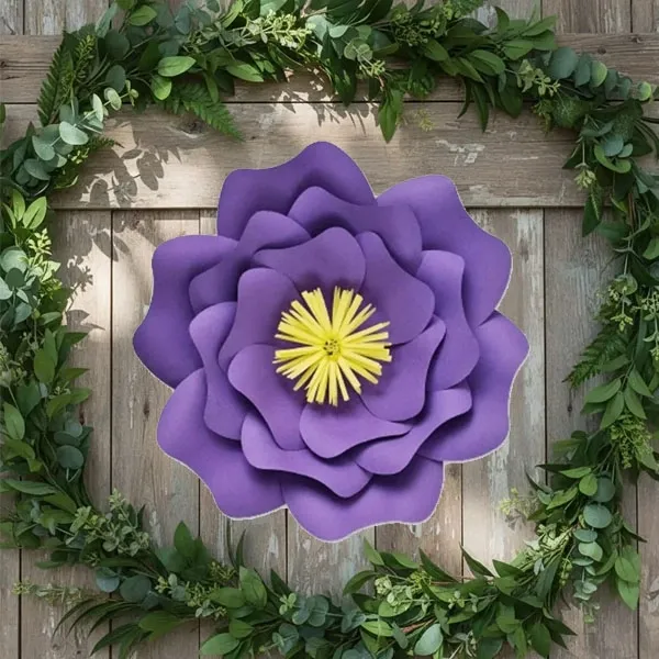 Mor Kağıt Çiçek (Gül Kalıp) 1 Adet 30 cm