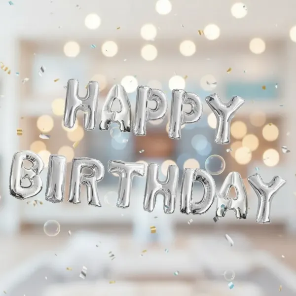 Happy Birthday Folyo Balon Gümüş (35 cm)