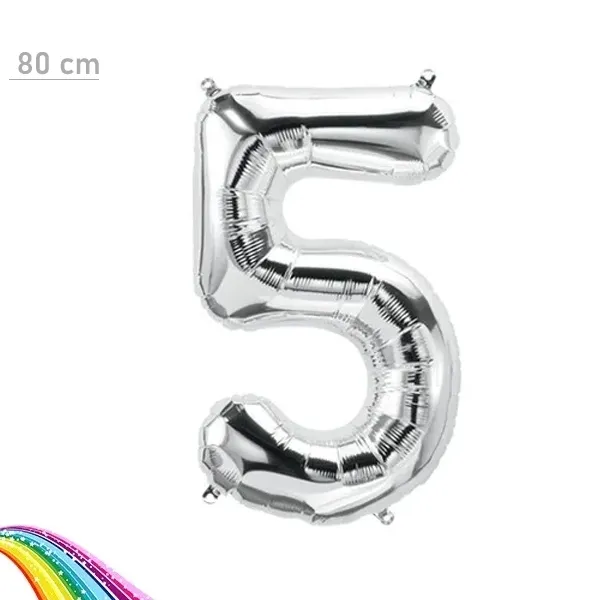 5 Sayı Folyo Balon Gümüş (80 cm)