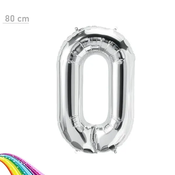 0 Sayı Folyo Balon Gümüş (80 cm)