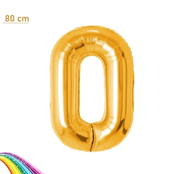 0 Rakam Folyo Balon - Gold - 80 cm – (34 inch)