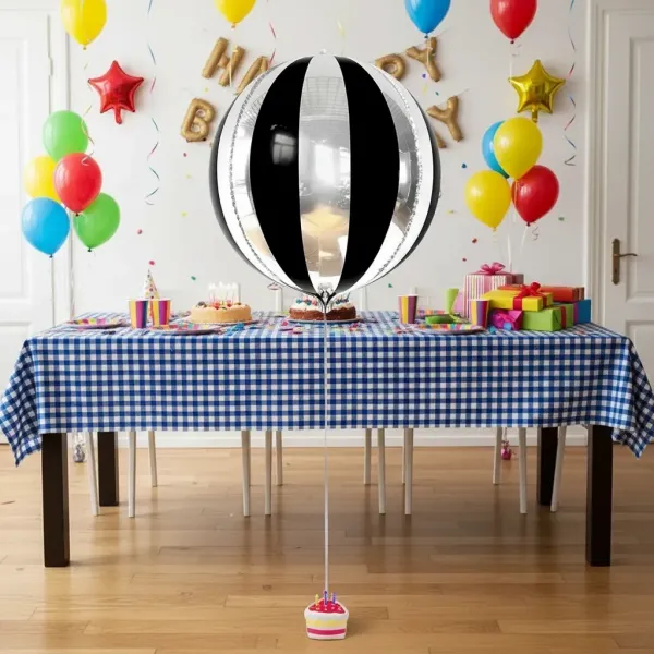 Siyah Gümüş Disko Topu Folyo Balon (55 cm)